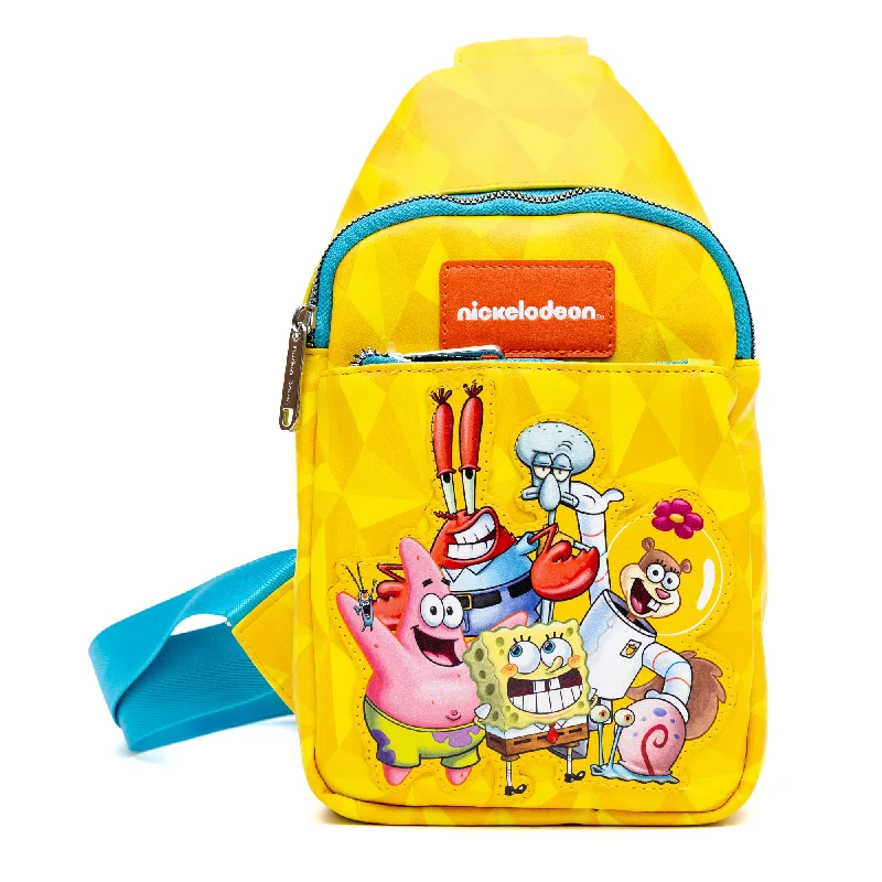 Sleek And Seasonal Sale Bags Cross Body Sling Bag - SpongeBob SquarePants and Friends Pose Applique Yellows Sleek And Seasonal Sale Bags Cross Body Sling Bag - SpongeBob SquarePants and Friends Pose Applique Yellows