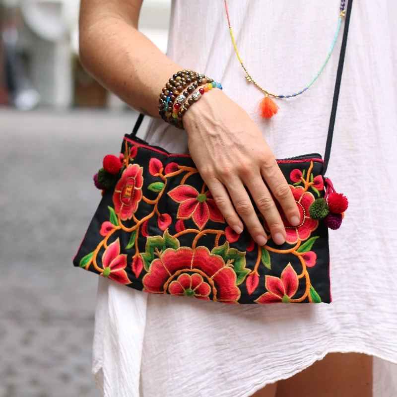 Smart Casual Deals Crossbody Embroidered Hmong Floral Geometric Bag - Thailand