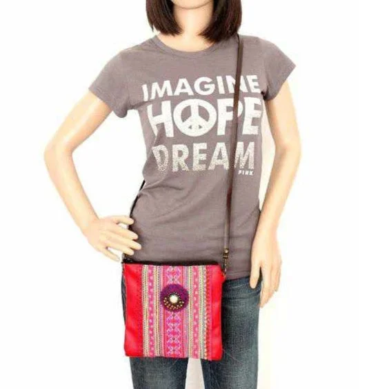 Enjoy Discount Hmong Fabric and Leather Crossbody Bag - Thailand