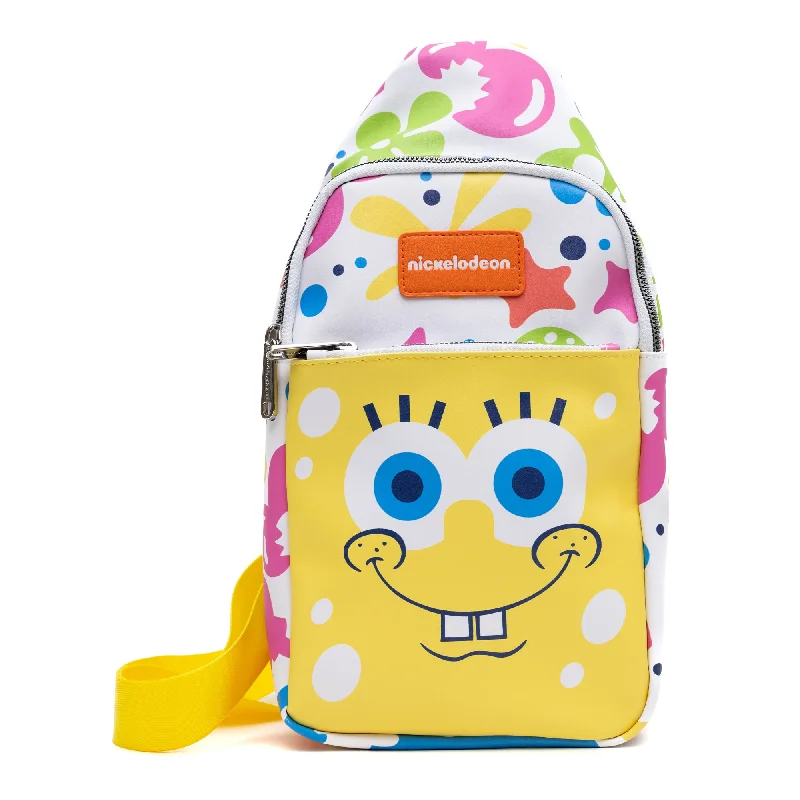 Classy Style Discounts Crossbody Sling Bag - Large - SpongeBob SquarePants Smiling Face Character Close-Up and Icons Classy Style Discounts Crossbody Sling Bag - Large - SpongeBob SquarePants Smiling Face Character Close-Up and Icons