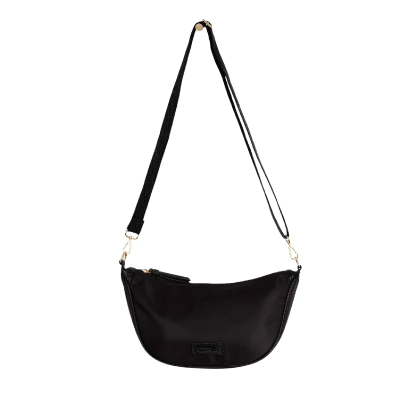 Limited Time Special Offer Etre Quinn Nylon Half Moon Crossbody Bag Black