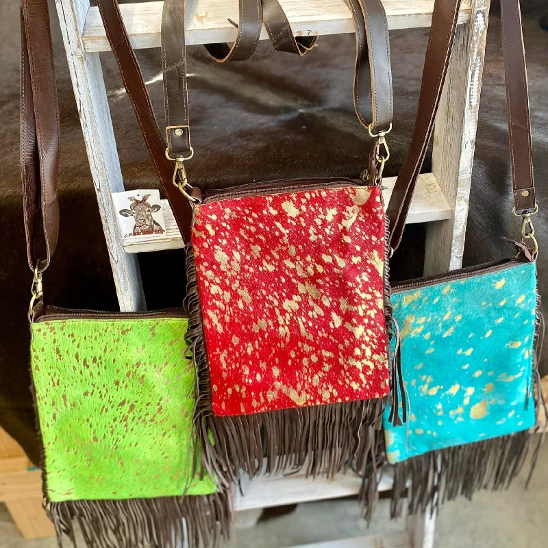 Urban Fashion Juliet Crossbody W/ Fringe-Colored Hides