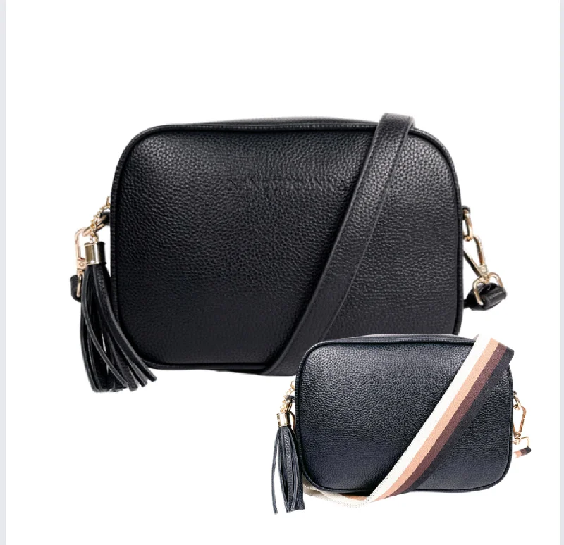 Timeless Style Promotions BLACK CROSSBODY BAG & GUITAR STRAP
