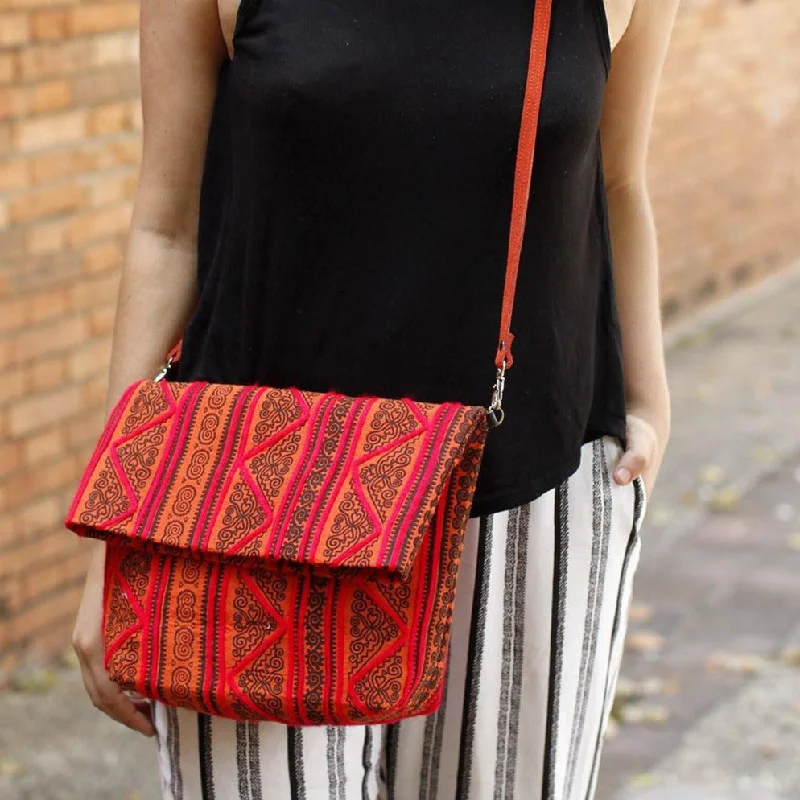 Shop Sale Items Hmong Fold Over Sling Yarn Crossbody Bag - Thailand