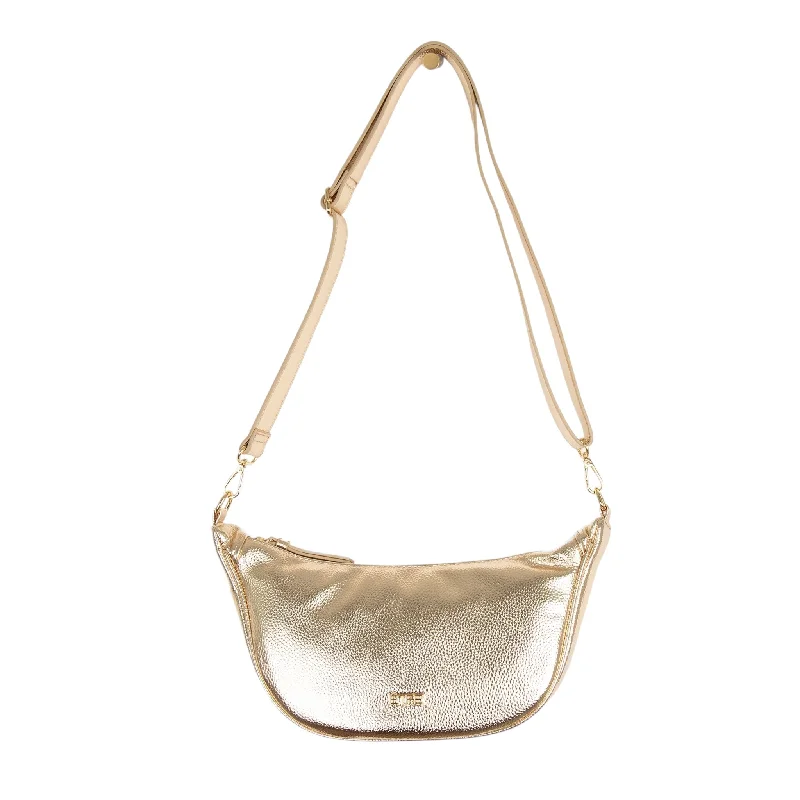 Shop Sale Items Etre Stevie Metallic Half Moon Crossbody Bag Gold
