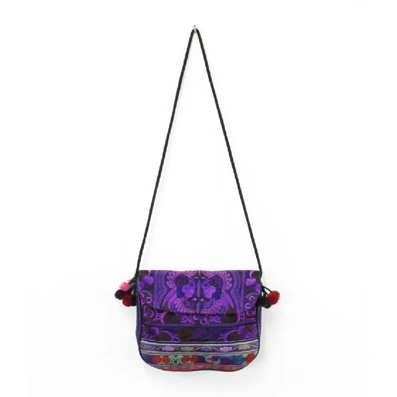 Unleash Your Trendy Side Embroidered Birds Crossbody Bag - Thailand