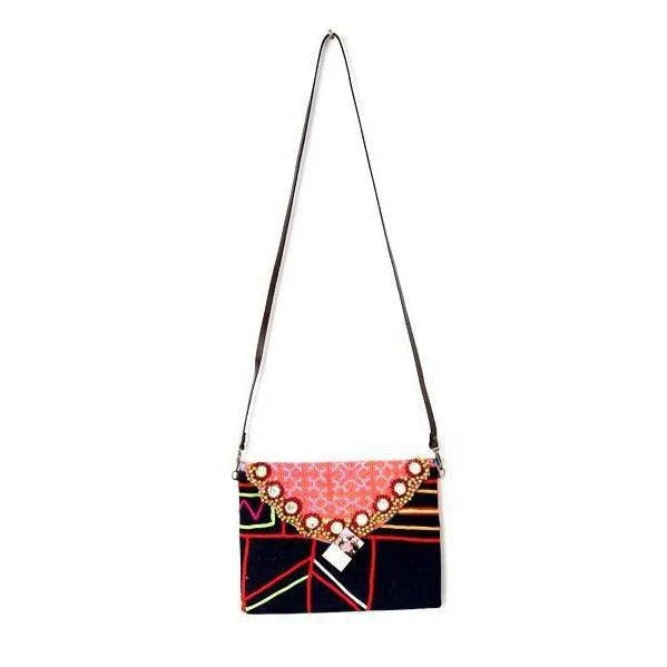 Gift Ideas Karen Vintage Fabric Bag With Leather Straps - Thailand