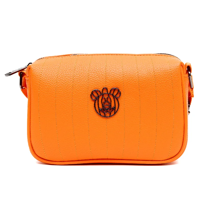Premium Style Offers Horizontal Crossbody Wallet - Disney Mickey Mouse Halloween Jack-O-Lantern Metal Emblem and Debossed Orange Premium Style Offers Horizontal Crossbody Wallet - Disney Mickey Mouse Halloween Jack-O-Lantern Metal Emblem and Debossed Orange