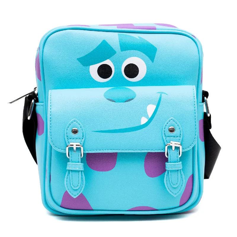 Essentials On Sale Crossbody Bag with Two-Pockets and Slip Pocket - Monsters Inc. Sulley Smiling Character Close-Up and Spots Blue/Purple Essentials On Sale Crossbody Bag with Two-Pockets and Slip Pocket - Monsters Inc. Sulley Smiling Character Close-Up and Spots Blue/Purple