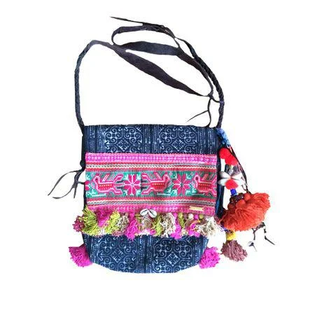 Relaxed Style Deals Indigo Batik Leather Crossbody Bag - Thailand