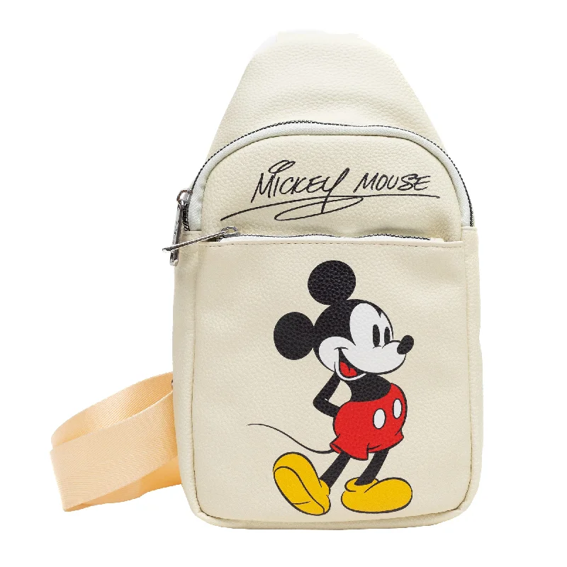 Stylish Bags With Discounts Cross Body Sling Bag - Mickey Mouse Classic Pose and Autograph Beige Stylish Bags With Discounts Cross Body Sling Bag - Mickey Mouse Classic Pose and Autograph Beige