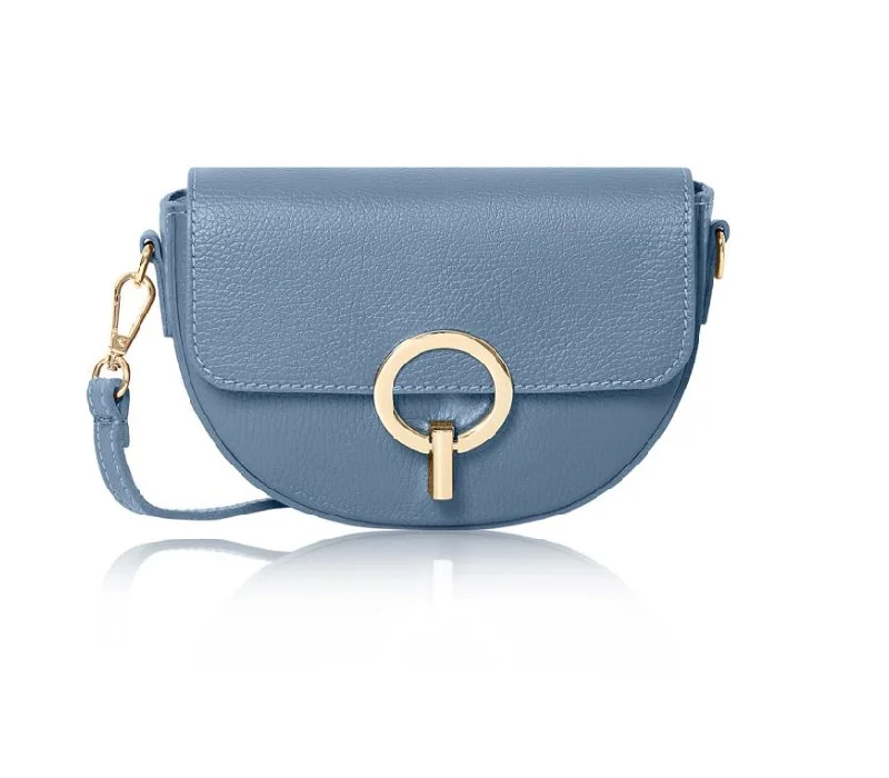 Limited Time Flash Sale Italian Leather Crossbody Handbag Blue