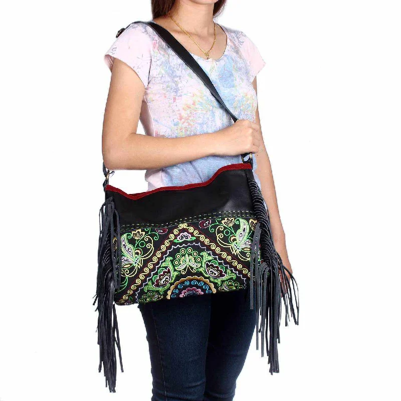 Style Redefined Butterfly Crossbody Leather Fringe Bag - Thailand
