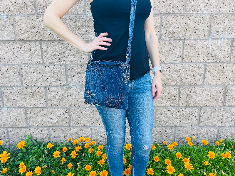 Evening Events Denim Crossbody Passport bag