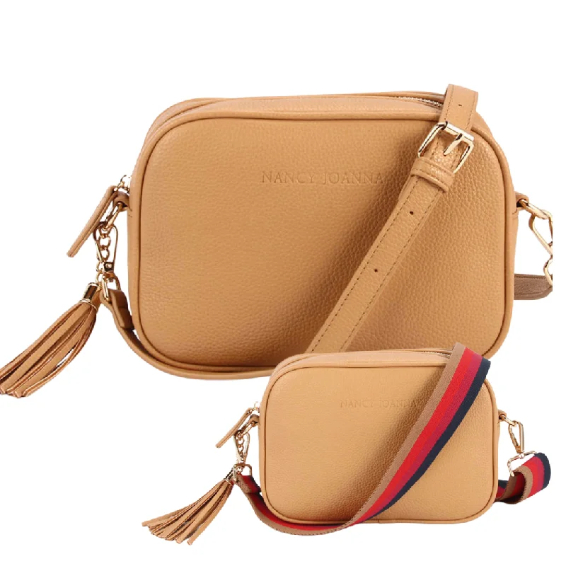 Vintage Style Deals TAN CROSSBODY BAG & GUITAR STRAP