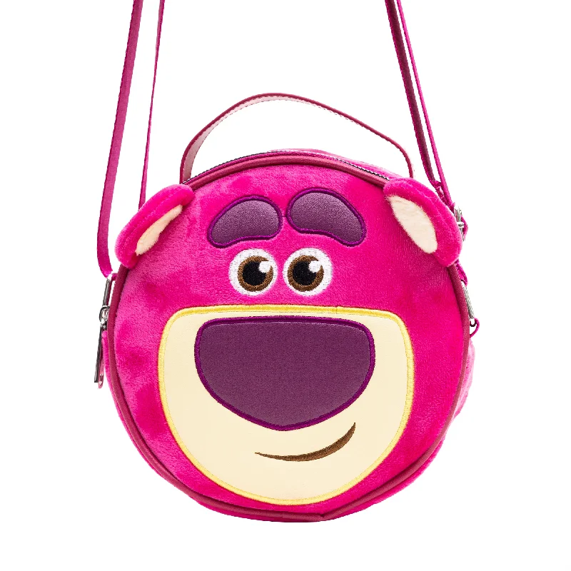 Handbag For Women Round Crossbody Bag - Toy Story Lotso Face Character Close-Up Furry Dark Pink Handbag For Women Round Crossbody Bag - Toy Story Lotso Face Character Close-Up Furry Dark Pink