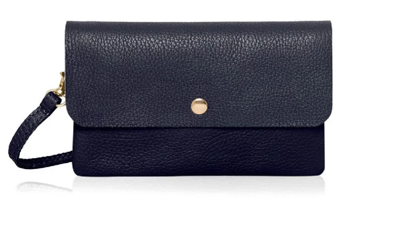 Style Without Limits Italian Leather Small Crossbody Bag Navy