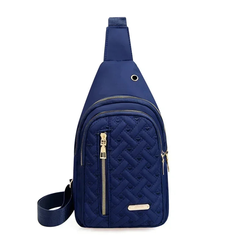Retro Lovers Rhombus Embroidery Thread Women's Bag Fashion Lattice Nylon Chest Handbag Classic Rhombus Single Retro Lovers Rhombus Embroidery Thread Women's Bag Fashion Lattice Nylon Chest Handbag Classic Rhombus Single
