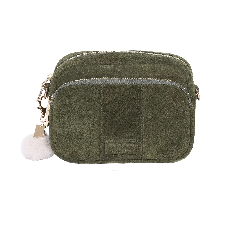 Lightweight And Functional Bags For Travel And Work Mayfair Suede Bag Olive Green