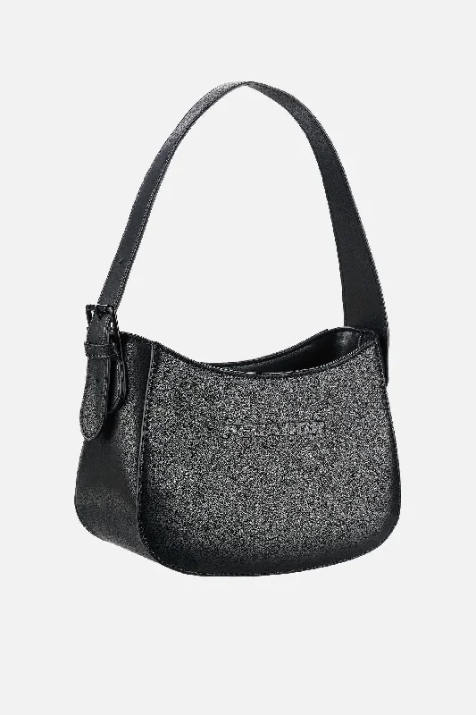Wholesale Bags For Resellers Mona Logo Faux Leather Handbag Black