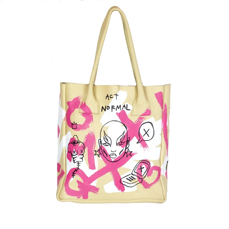 Urban Style OLLI HULL X SYLK Vintage Hand Painted Leather Handbag
