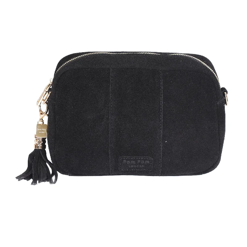 Affordable Bags For College Students On Sale Pom Pom London City Suede Bag Black