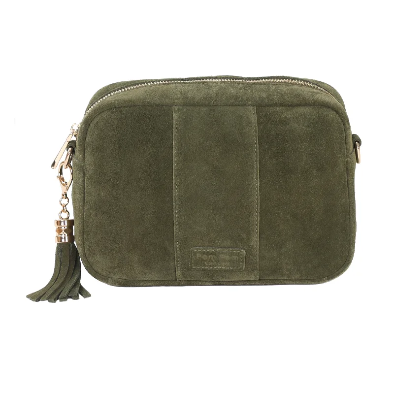 Designer-Inspired Bags At Budget-Friendly Prices Pom Pom London City Suede Bag Olive Green