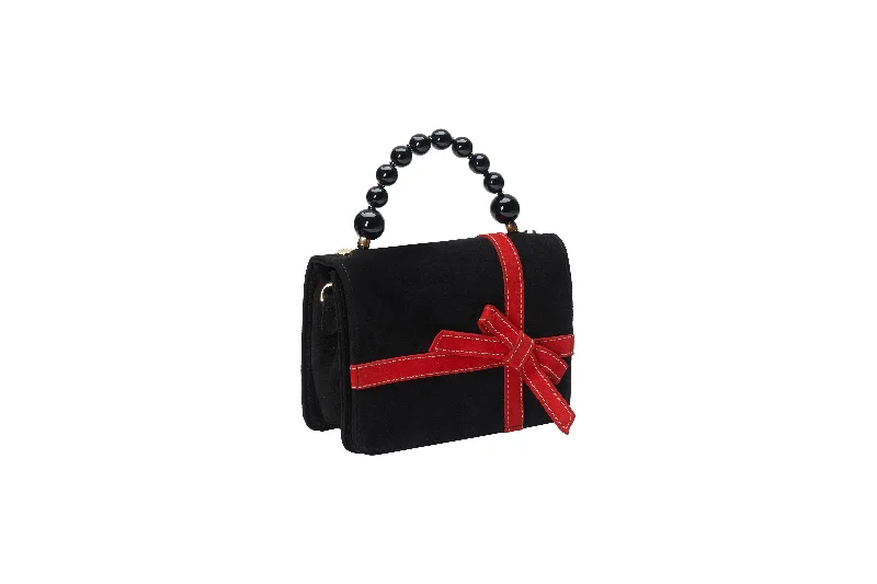 Black/ Red Suede