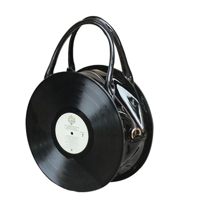 Bags For Personalized Gifts Rock vinyl CD women bag original design handbags of old times pu leather tote fashion top-hand handbag for girl black XA1120A