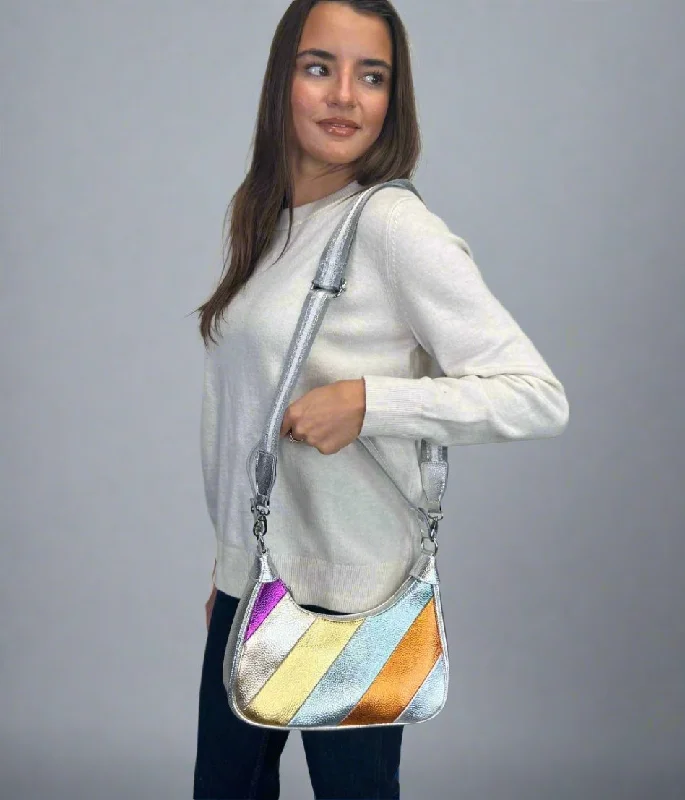 Clearance Bags For Budget Shoppers Silver Rainbow 2 Way Handbag