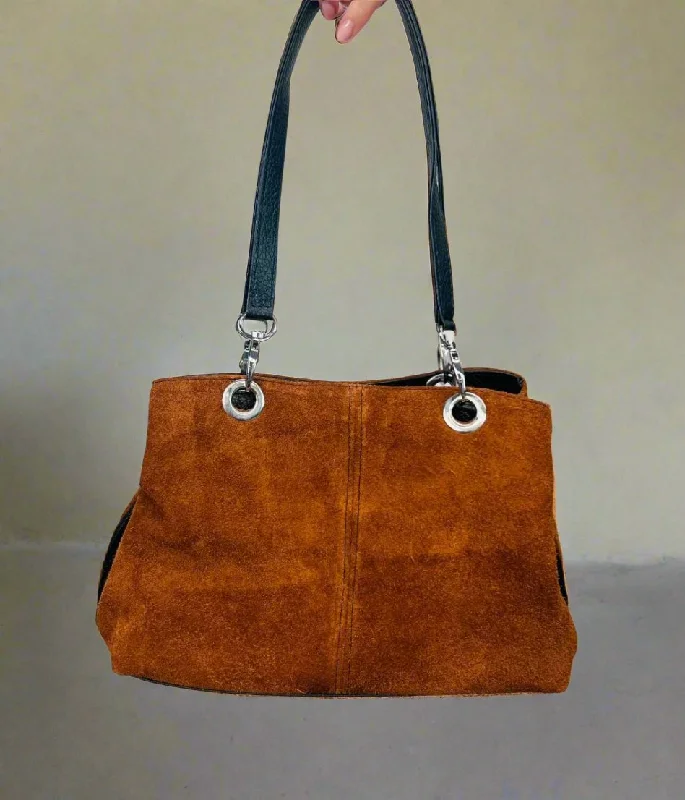Cyber Monday Discounts On Bags Tan Suede Contrast Handbag