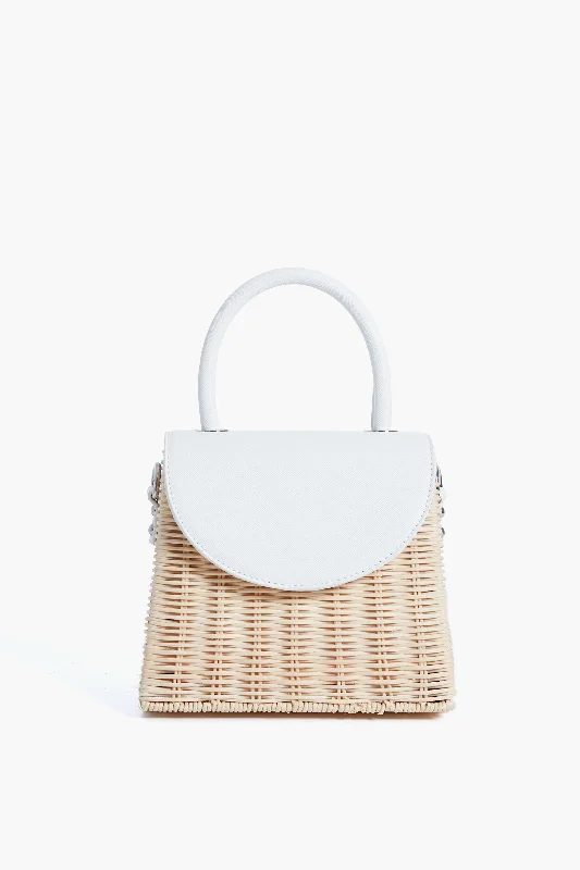 Low Price Special White Donna Wicker Top Handle