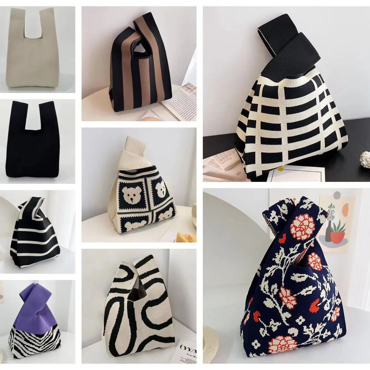 Lightweight And Functional Bags For Travel And Work Womens Knot Wrist Bag Handmade Knitted Bag Portable Mini Striped Tote Bucket Phone Bags Large Capacity Autumn Winter Handbags Lightweight And Functional Bags For Travel And Work Womens Knot Wrist Bag Handmade Knitted Bag Portable Mini Striped Tote Bucket Phone Bags Large Capacity Autumn Winter Handbags