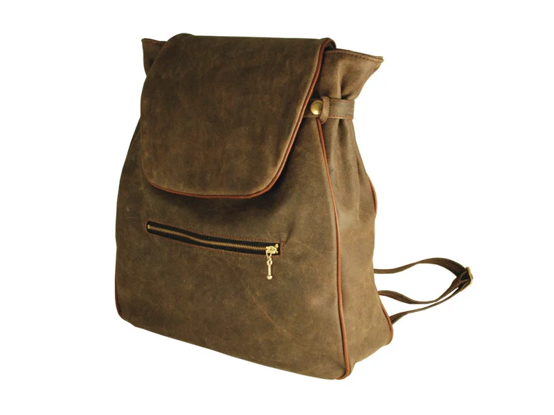 Compact Bags For Minimalist Travelers Backpack - Bronze Leather (Distressed) w/ Flap Compact Bags For Minimalist Travelers Backpack - Bronze Leather (Distressed) w/ Flap