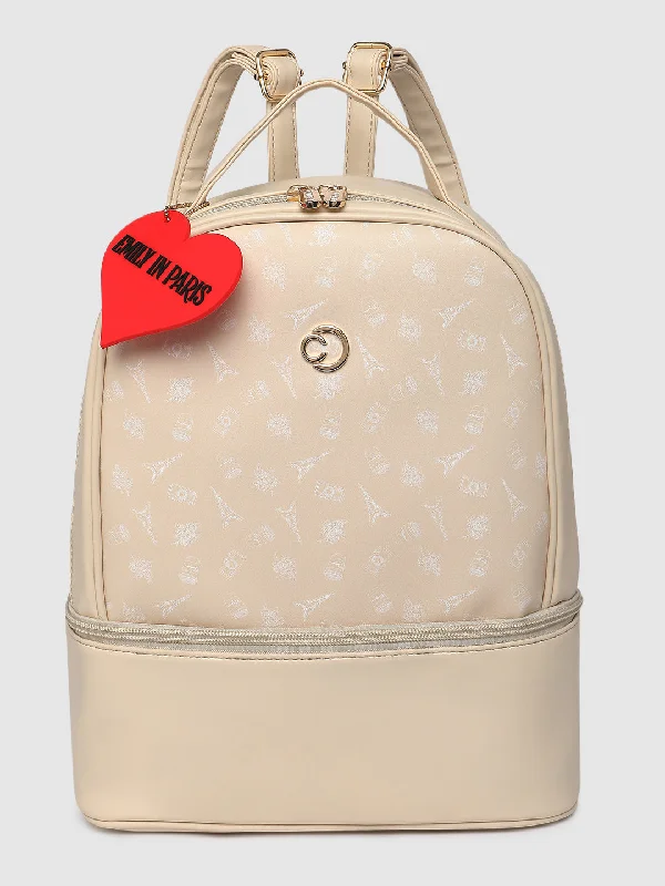 Durable And Cheap Bags Caprese Emily In Paris Printed Backpack Bag Off White