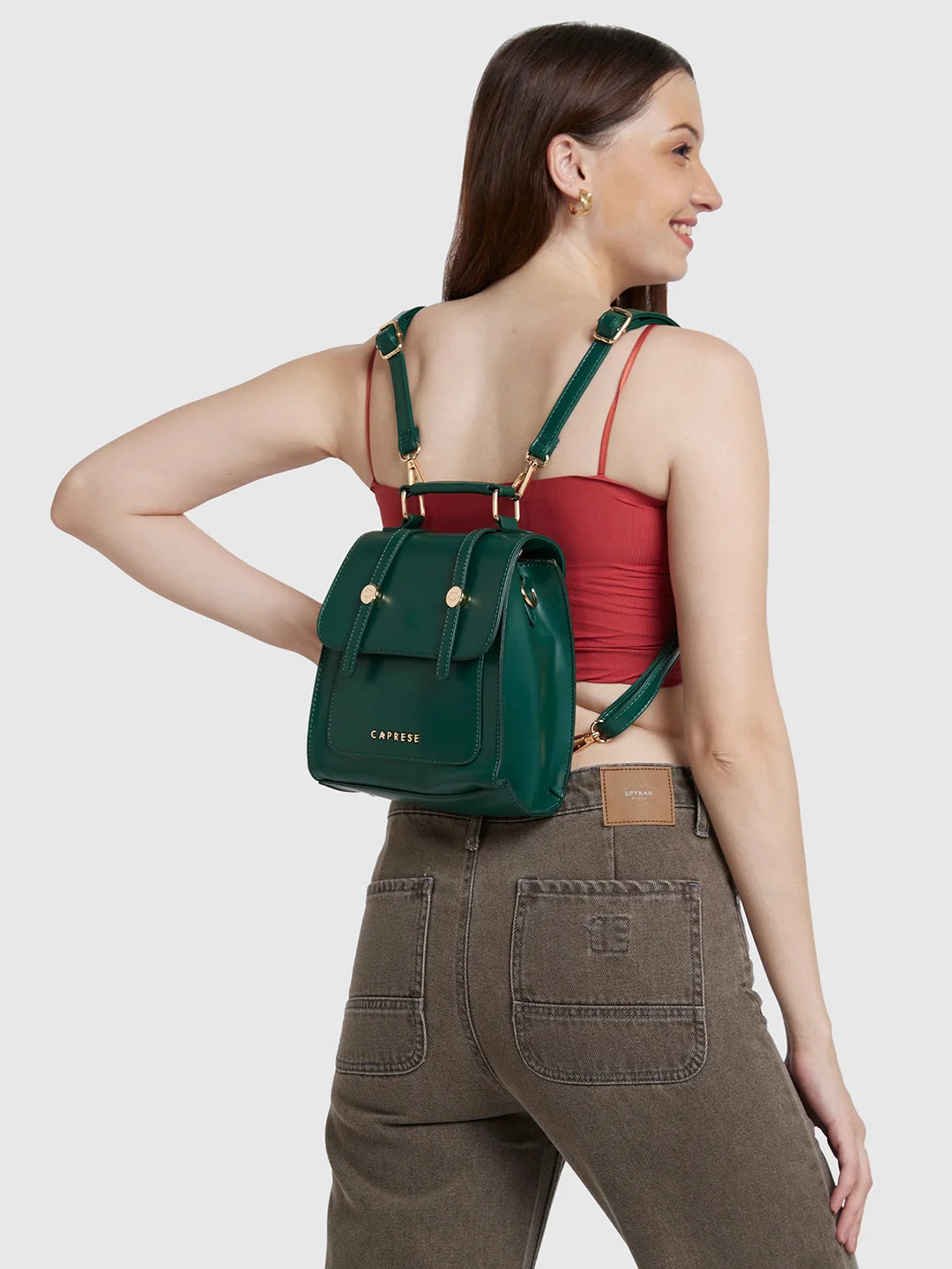 Inspired Bags For Timeless Elegance Caprese Inessa Backpack Small Dark Green