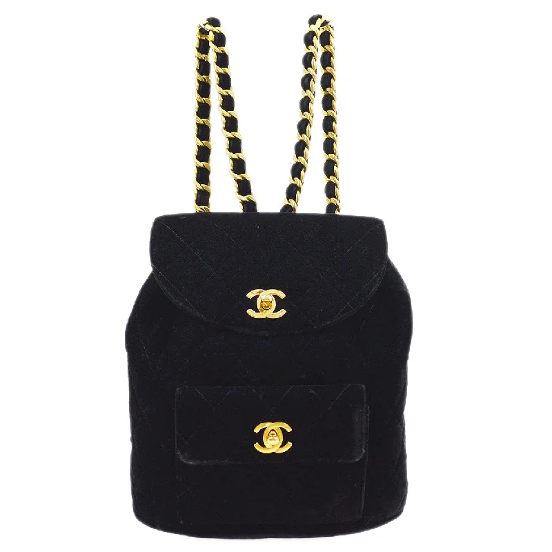 Vibrant Bags With Discounts CHANEL * 1990s Black Velvet DUMA Backpack Large
