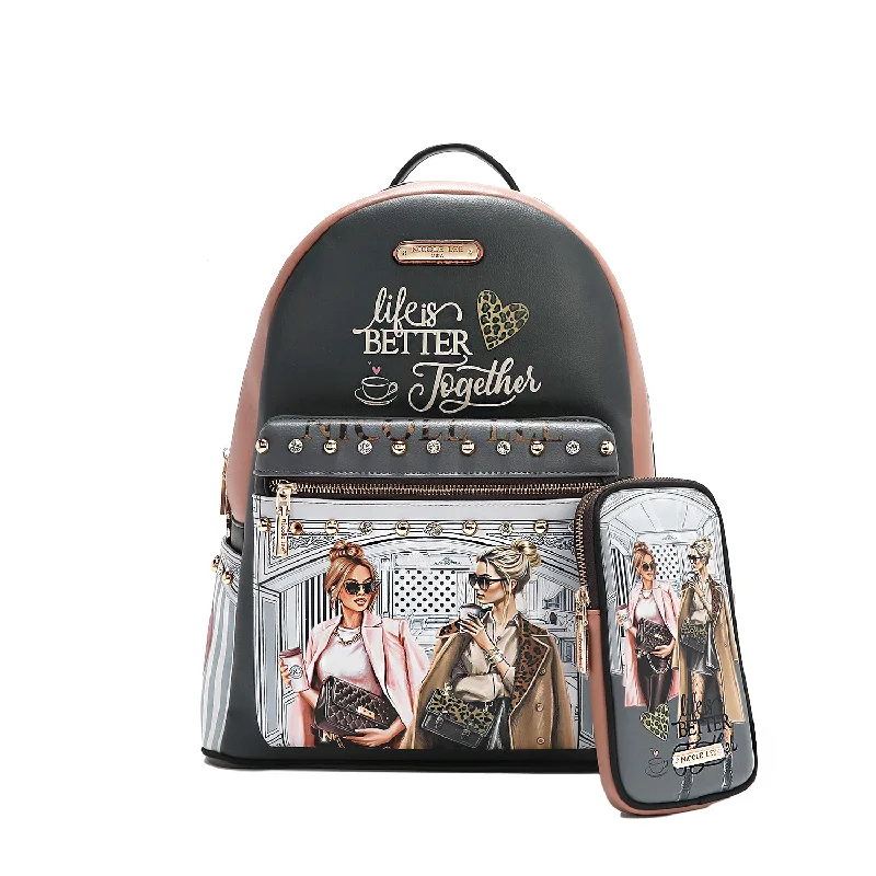 Bold And Flash-Sale Bags LARGE USB FASHION BACKPACK WITH CHARGING PORT AND POUCH