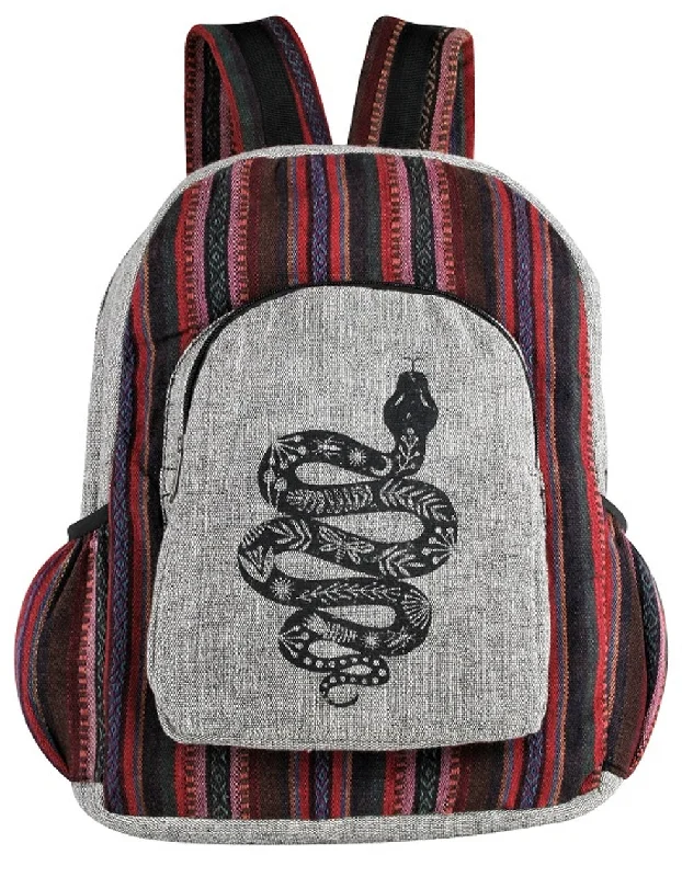 Customizable Bags For Personalized Style Cotton Backpack ~ Snake Motif