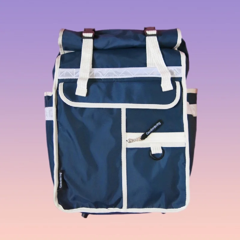 Elegant Bags For Formal Events And Luxury Occasions Rolltop backpack Pannier Eco Navy Blue White Elegant Bags For Formal Events And Luxury Occasions Rolltop backpack Pannier Eco Navy Blue White