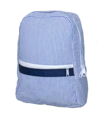 Minimalist Leather Bag For Modern Aesthetics Navy Seersucker Backpack