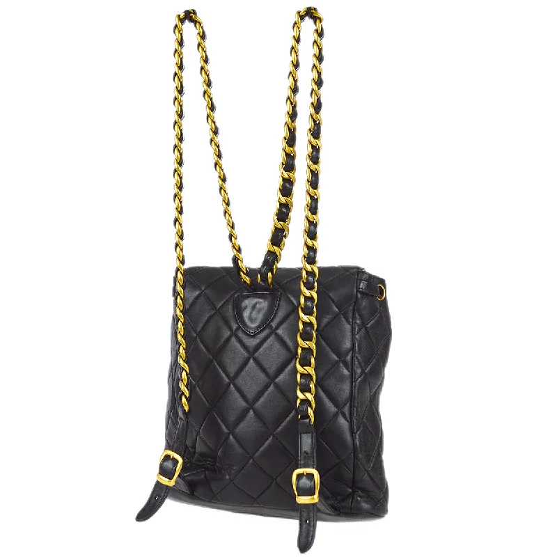 Customizable Bags For Personalized Style Chanel 1990s Duma Chain Backpack Bag Black Lambskin Customizable Bags For Personalized Style Chanel 1990s Duma Chain Backpack Bag Black Lambskin