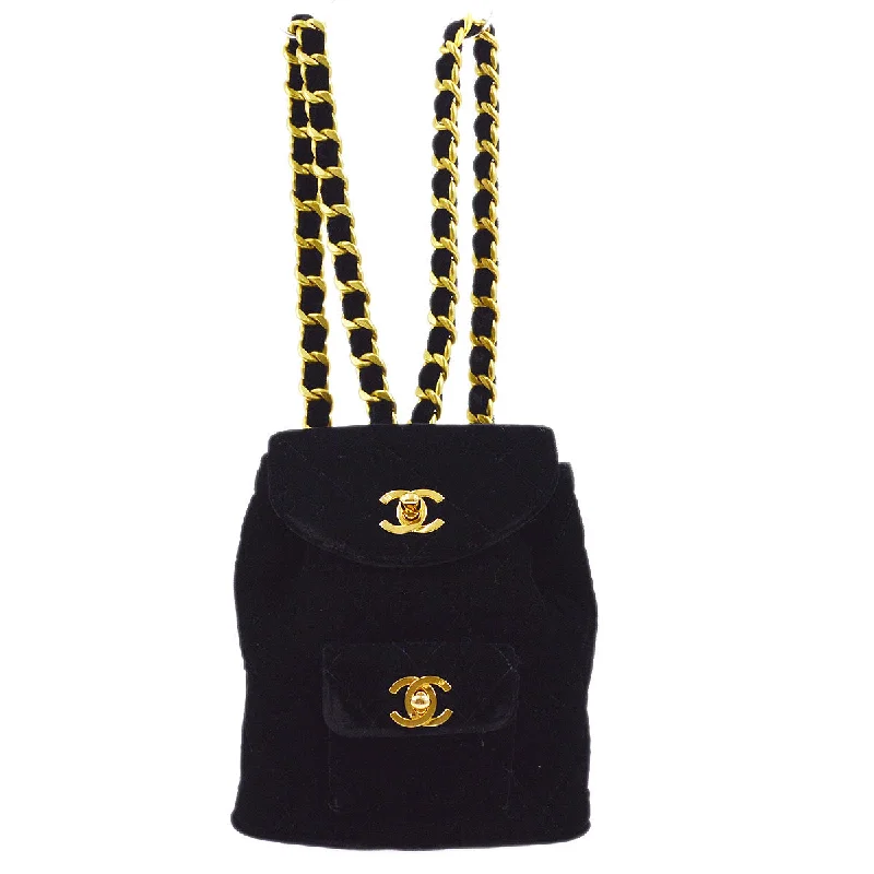 High-Quality Bags CHANEL * 1994-1996 Black Velvet Duma Backpack Small