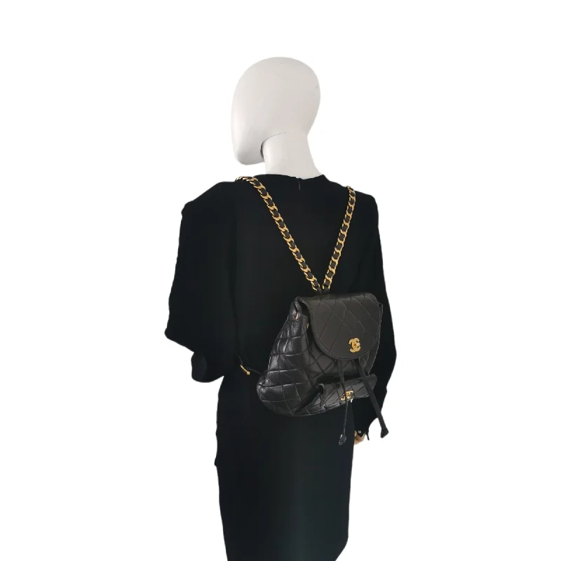 Seasonal Clearance Bags For Summer Chanel Duma Backpack Black Lambskin Gold