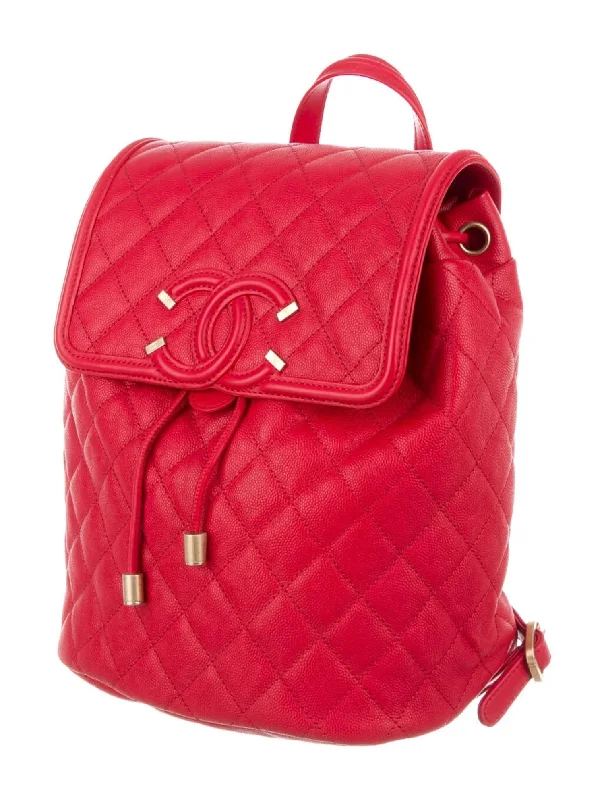 Holiday Gift Bags For Christmas CHANEL CAVIAR QUILTED FILIGREE BACKPACK
