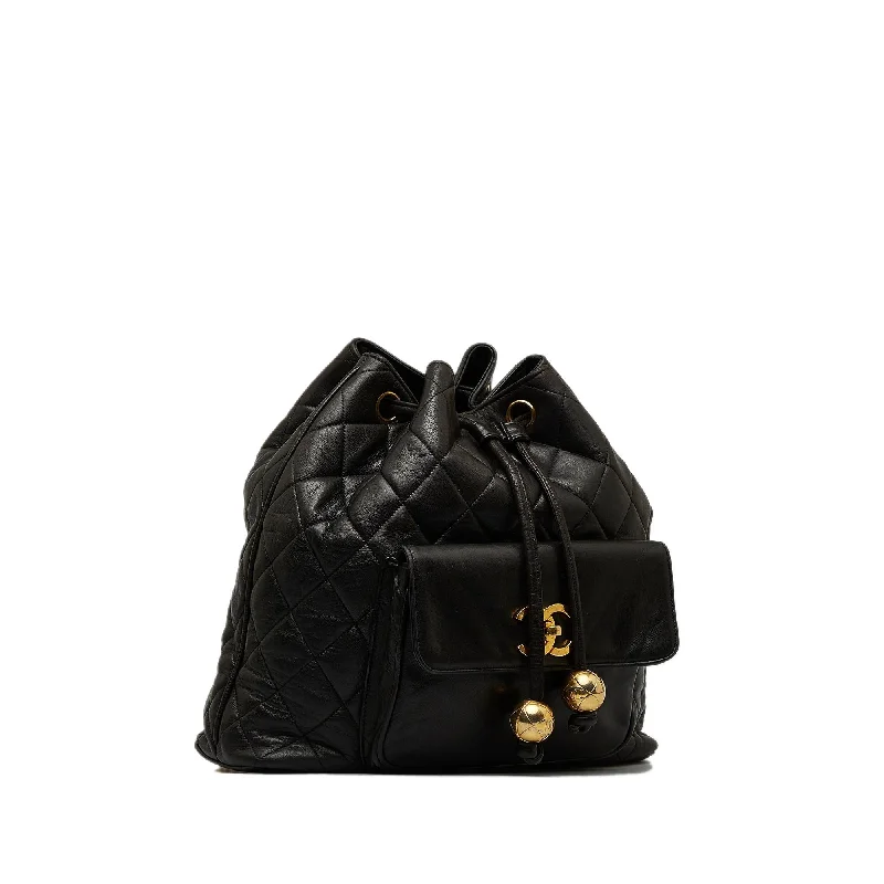 Bag For Luxury Lovers Chanel CC Quilted Lambskin Drawstring Backpack (SHG-86DOIB)