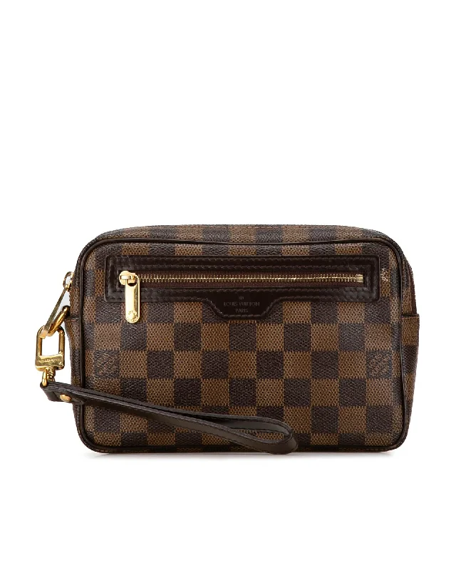 Genuine Bags On Clearance Sale Damier Ebene Wristlet with Zipper Pockets