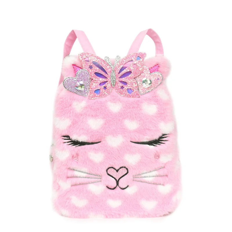 Inspired Bags For Modern Sophistication Miss Bella Kitty Cat Heart Printed Plush Mini Backpack Inspired Bags For Modern Sophistication Miss Bella Kitty Cat Heart Printed Plush Mini Backpack