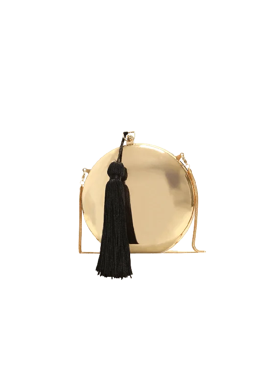 Minimalist Leather Bag For Modern Aesthetics BOLSA ESFERA METAL OURO