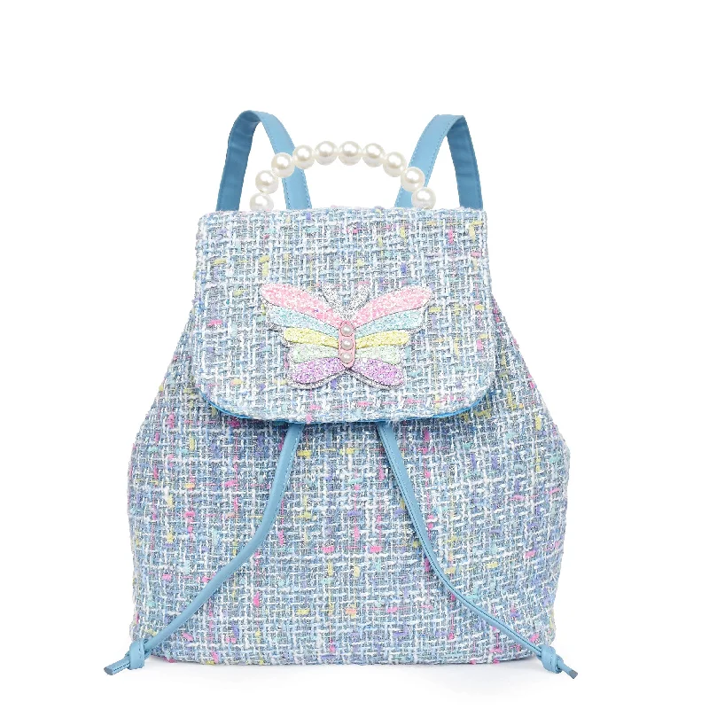 Sporty Bags For Active And Athletic Lifestyles Butterfly Tweed Drawstring Mini Backpack Sporty Bags For Active And Athletic Lifestyles Butterfly Tweed Drawstring Mini Backpack